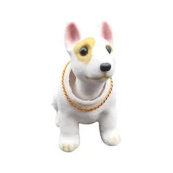 Car Styling Shaking Head Lucky Dog Car Ornament Nodding Dog Auto Dashboard Doll Bobblehead Dog Bull Terrier Rocking Head Toy Dog