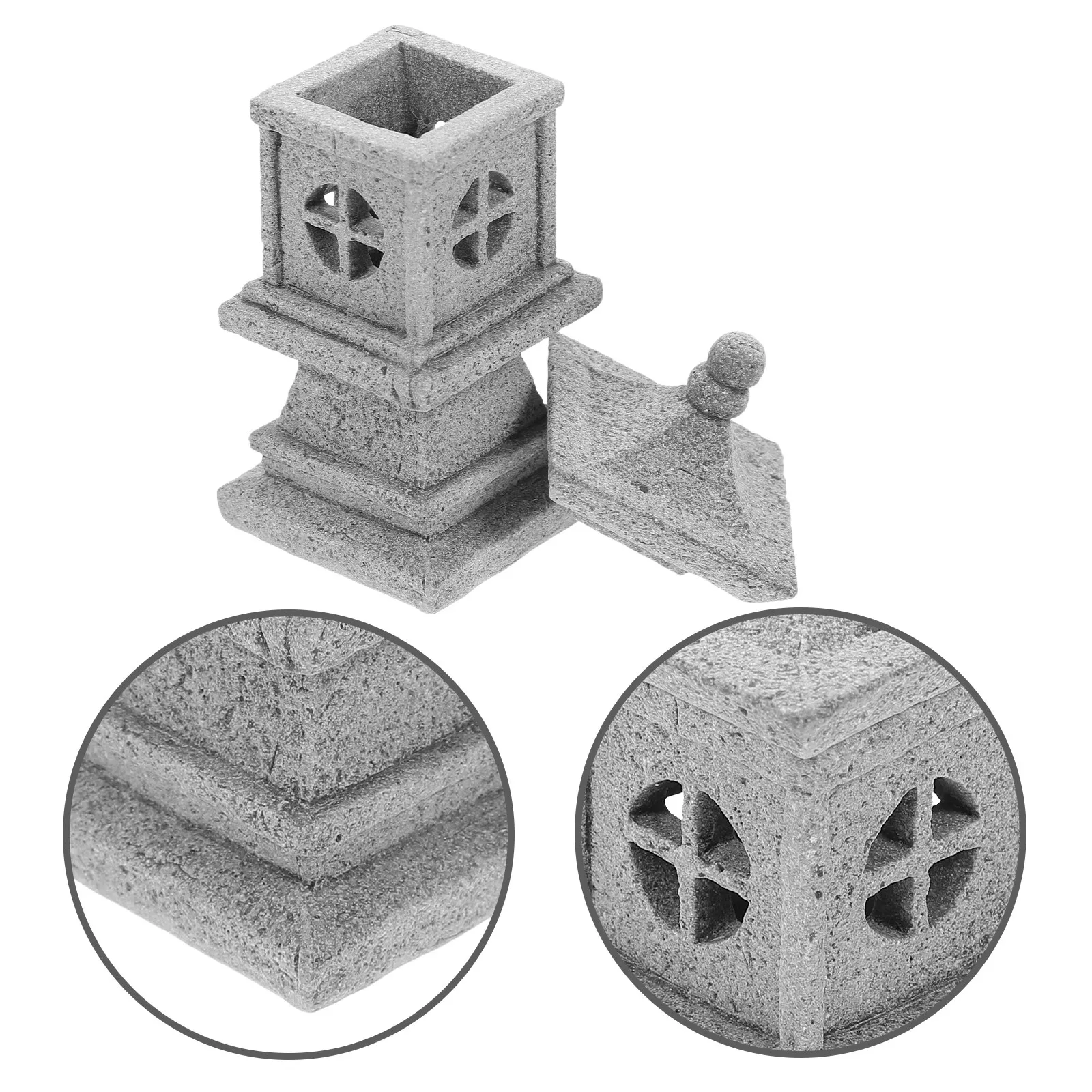 

Mini Stone Lantern Statue for Miniature Garden Micro Landscaping Bonsai Arrangement Pavilion Ornament Zen Decor Indoor Outdoor