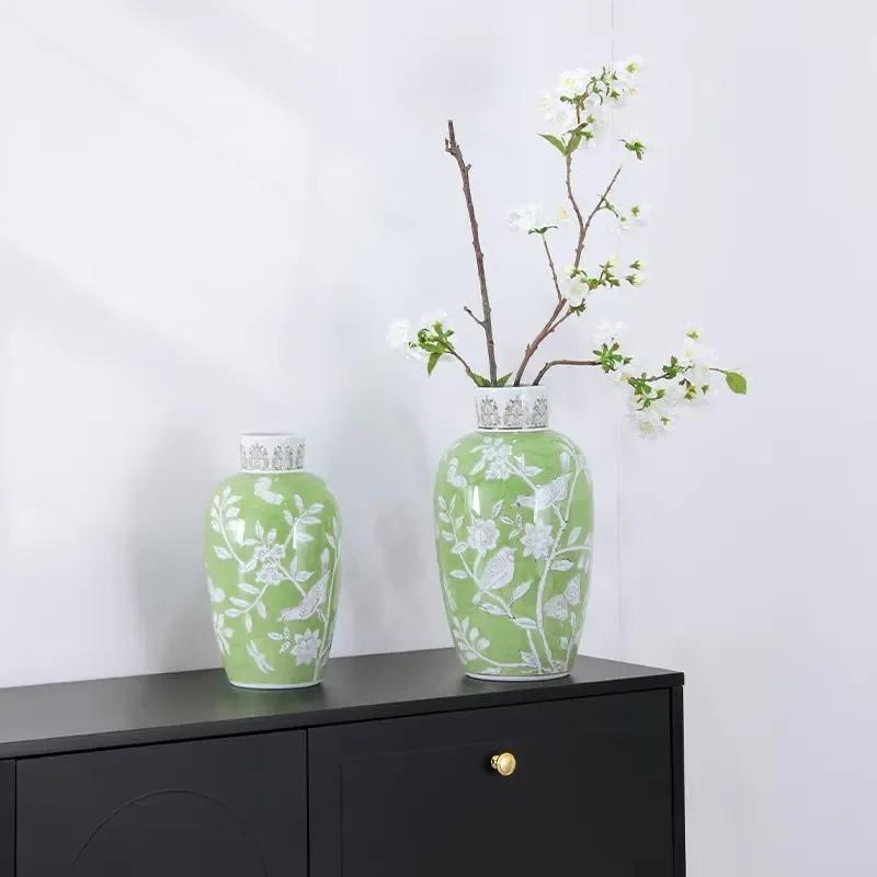 Vintage Blue Porcelain Vase Hand Painted Underglaze Ceramic Flower Arrangement New Chinese Style Art Decor For Coffee Table