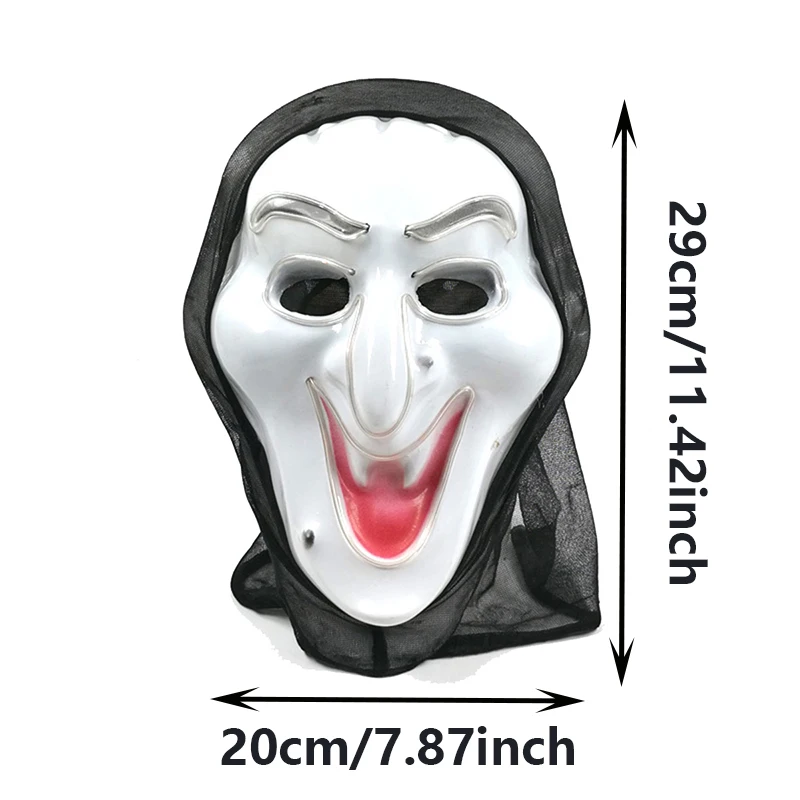 Masque facial d'halloween drôle qui brille dans la nuit, masque de sorcière lumineux pour adultes et enfants, Costume de Cosplay, fournitures de Mascara d'horreur d'halloween