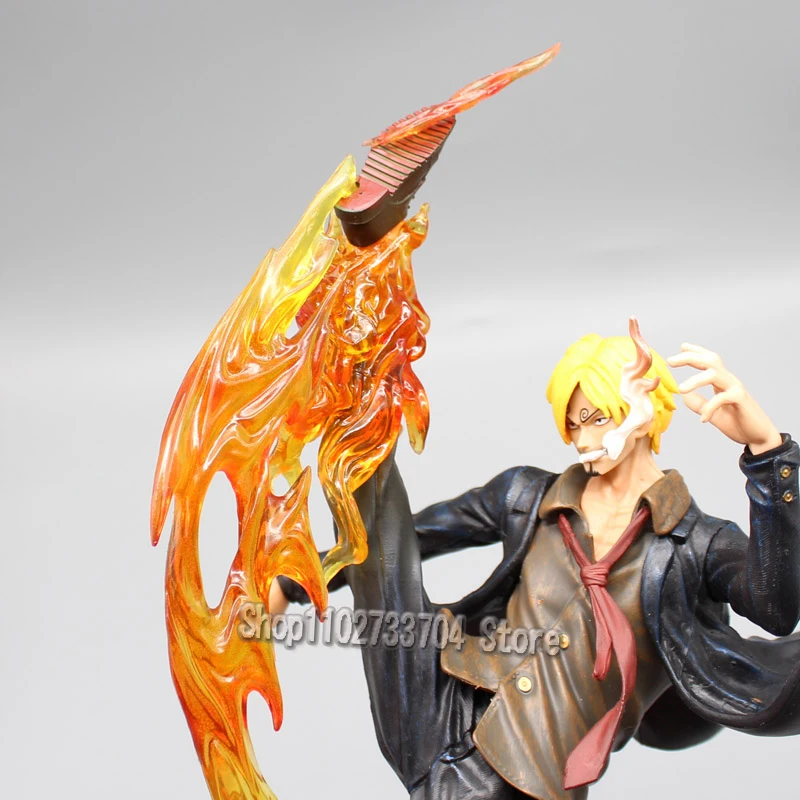 One Piece Figures Sanji Action Figure 30cm Statue Anime PVC Fire Battle Version Sanji Vinsmoke Model Collection Doll Toys