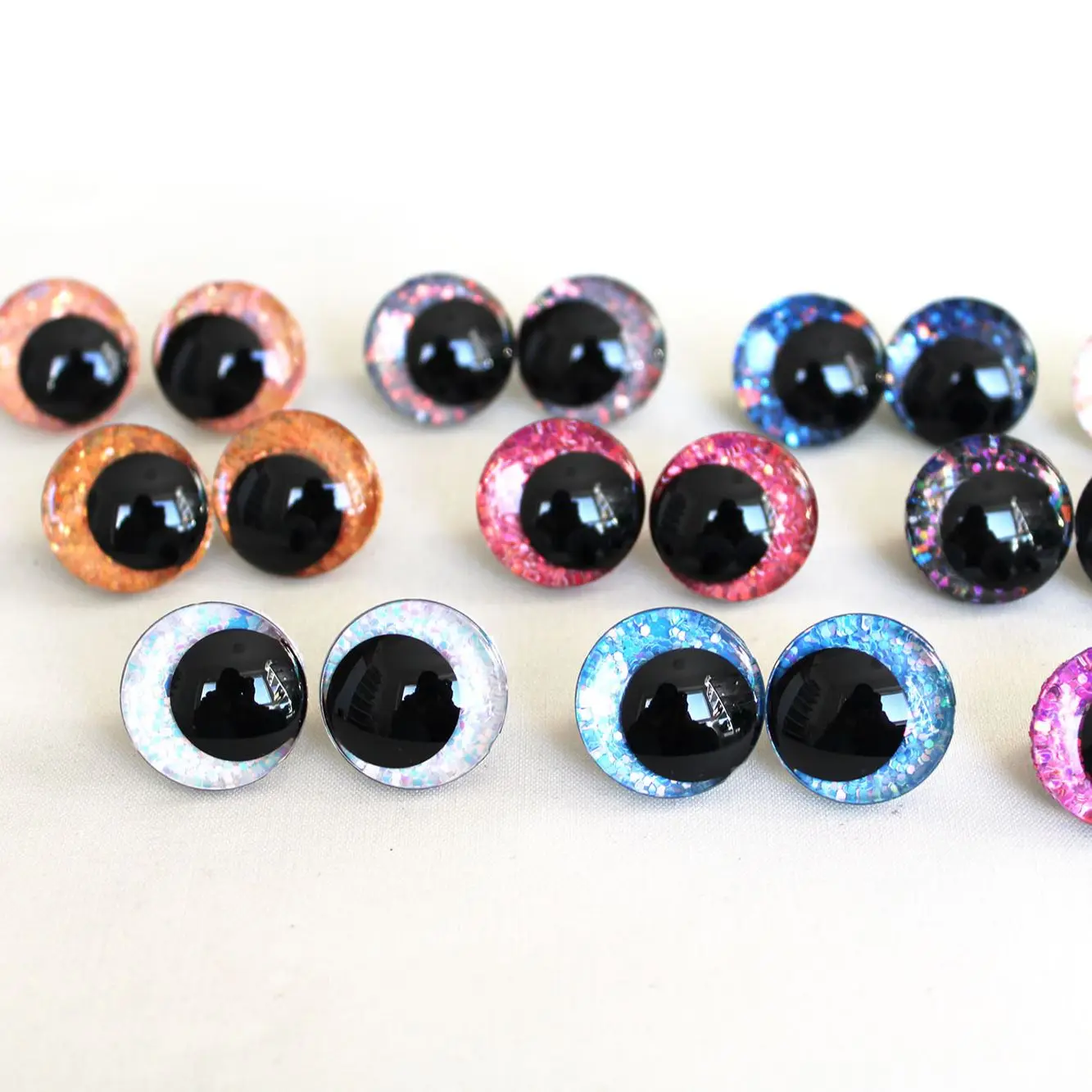 

20pcs 12mm to 35mm New 3D comocal round glitter toy safety eyes doll pupil eyes with washer--color size option-T10