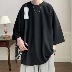 Men's Simplicity Black Loose Tops Summer New Short Sleeve All-match Youth Plus Size Trend T Shirts Casual Fashion Men Clothing