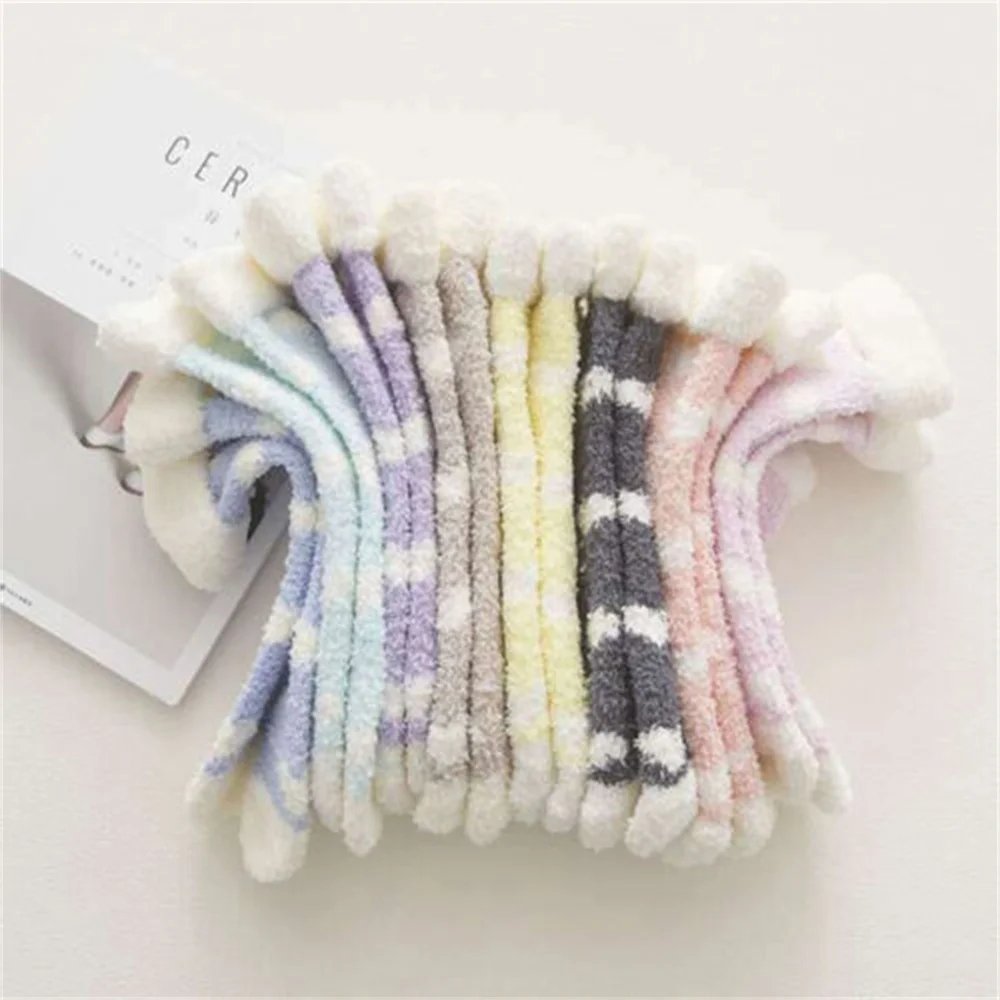 Women Cute Soft Elastic Coral Velvet Socks Winter Thick Warm Fluffy Socks Indoor Floor Towel Socks Breathable Wholesale 2022 NEW