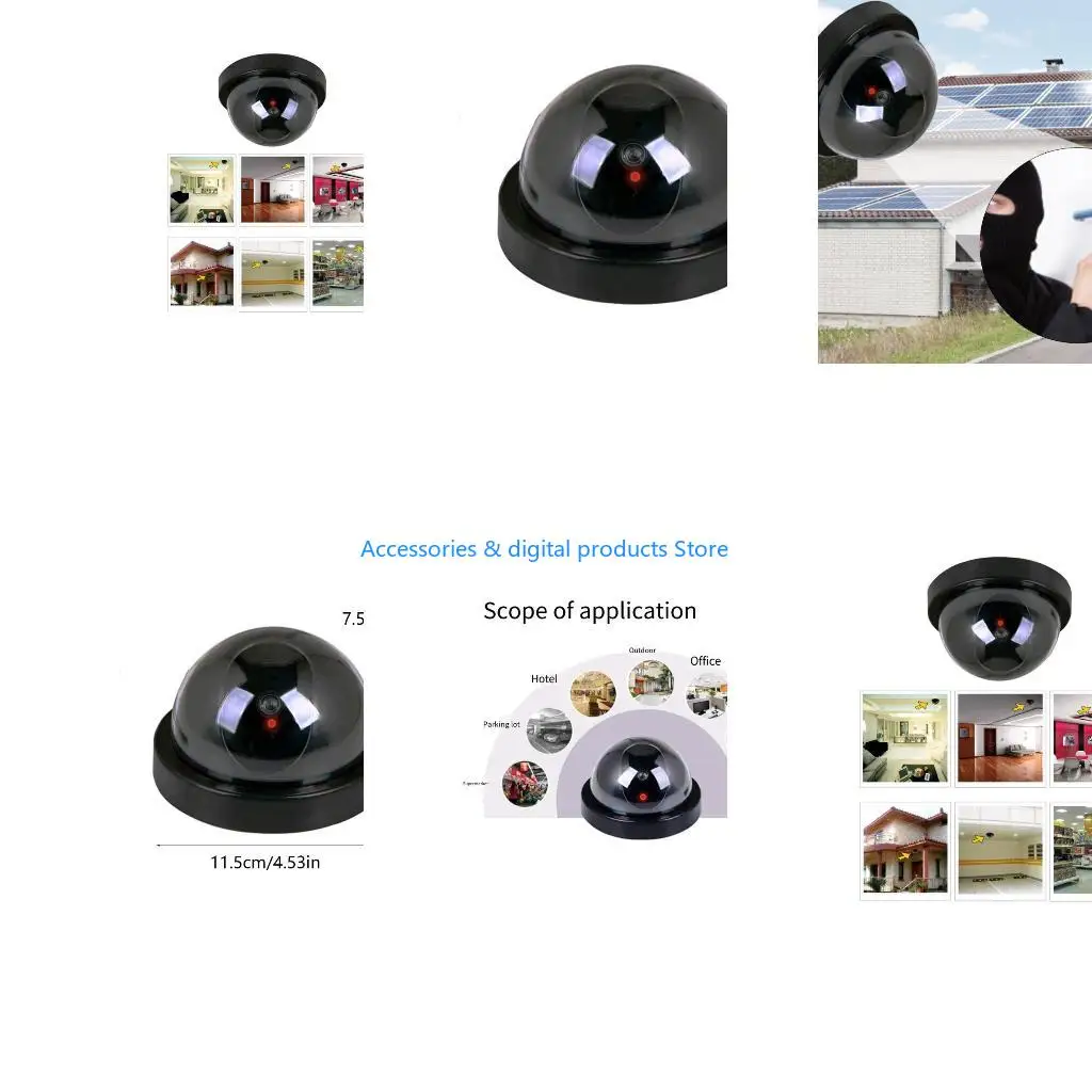 77JD Fake Camera Dome Dummy Home Security Surveillances Cameras with Blinking Light