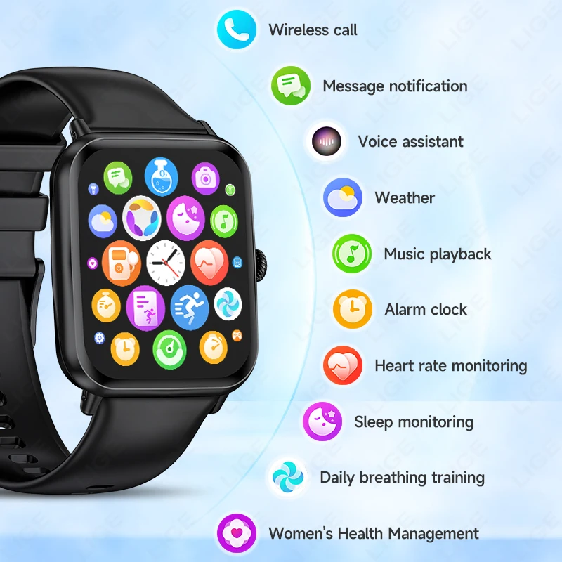 2025 ใหม่สําหรับ Xiaomi สมาร์ทนาฬิกาผู้หญิงบลูทูธกีฬาฟิตเนส Tracker นาฬิกา Health Monitor แฟชั่นสุภาพสตรีผู้ชาย Smartwatch