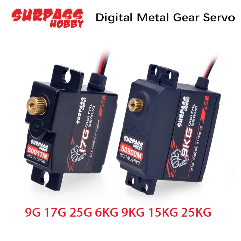 2Pcs Override Digital Servo Mechanism Hobby 9G/17/25G 6/9/15/20KG Metal Gear Micro Servo For 1/8 1/10 RC Plane Glider Robot