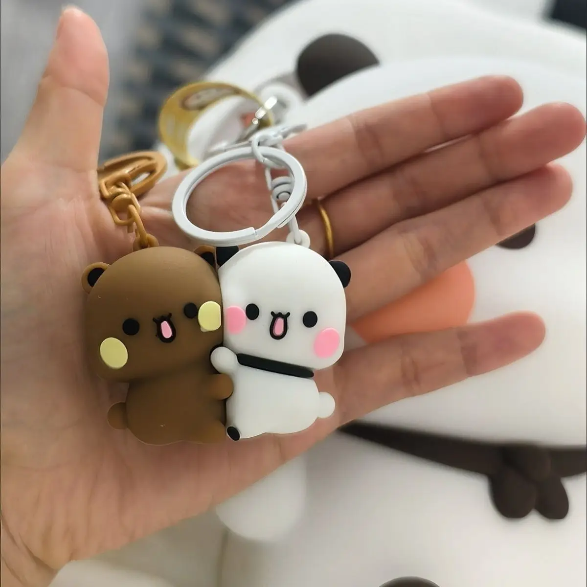 New Couple Magnetic Keychain Pendant Schoolbag Pendant Set of Cute