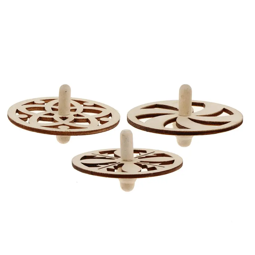 Unfinished Wood Peg Top DIY Wooden Top Gyro Kids Craft Painting Art for School Teaching Gift