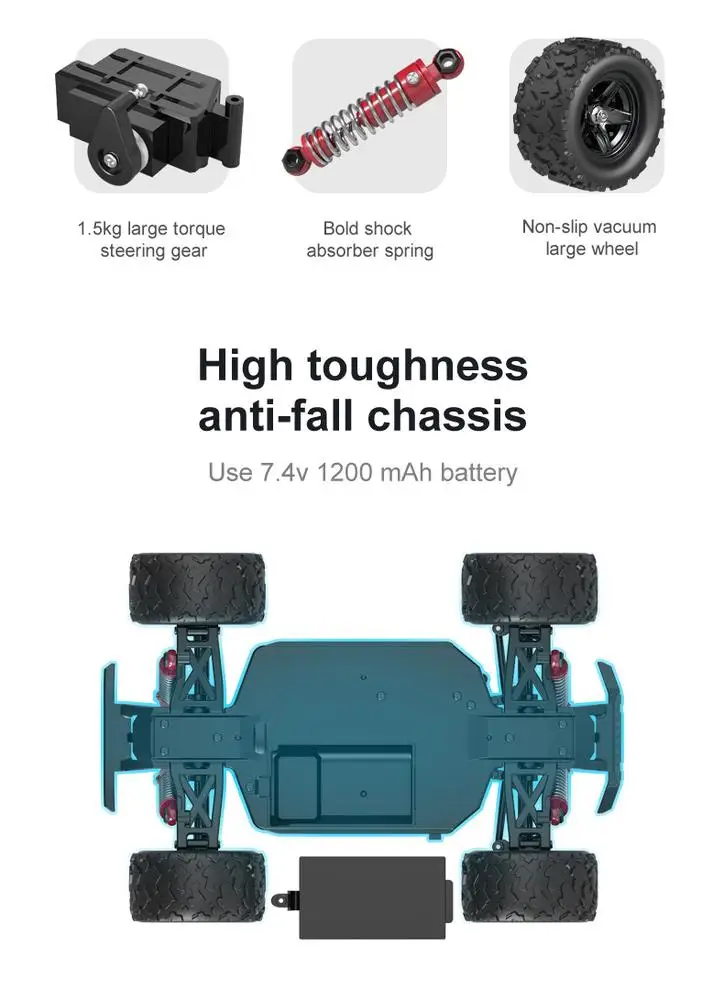 40+MPH 1/18 Scale RC Car 2.4G 4WD High Speed Fast Remote Controlled Large Truck HS 18311/18312 RC Truck Toys For Kid\'s Gift