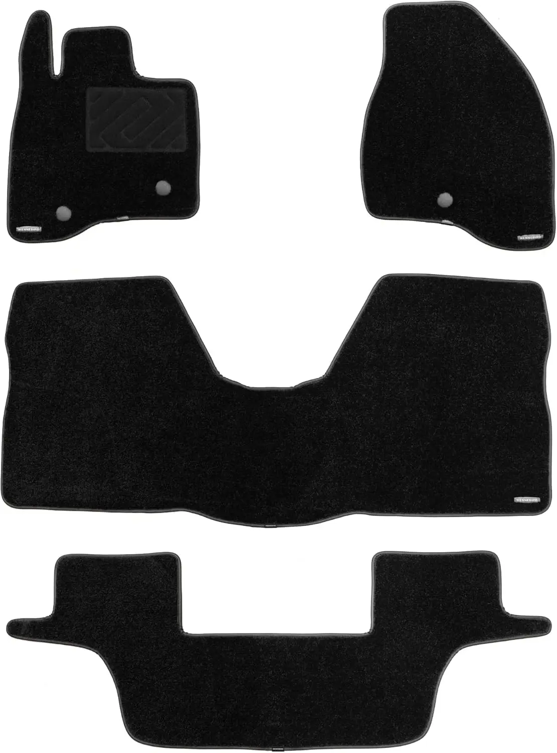All-Weather Carpet Floor Mats for 7-Seater SUVs, Carpet Material, Black, Ultra-Thick, Noise-Reducing