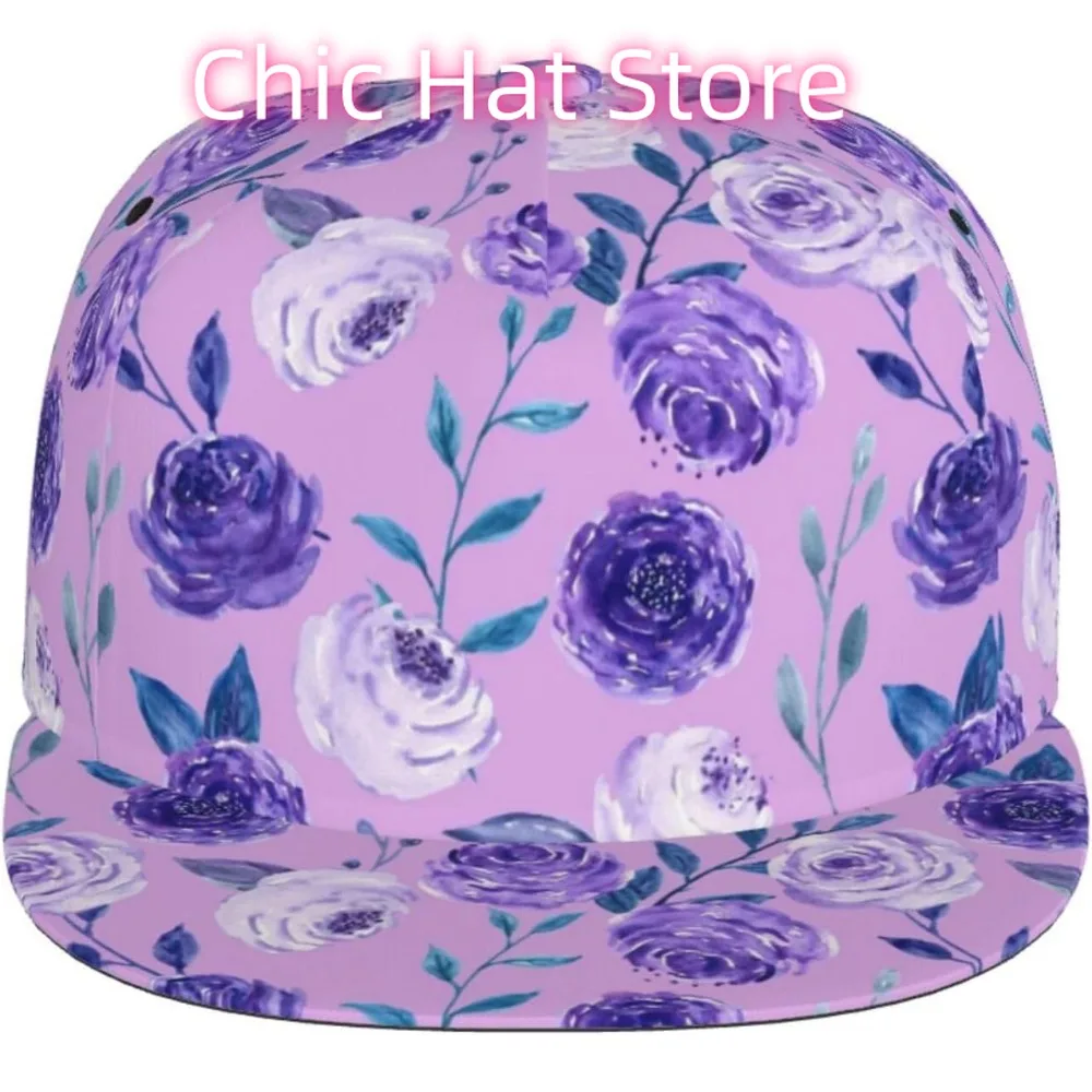 Adjustable Flat Bill Visor Snapback Hat for Men Women,Hip Hop Baseball Cap-Violet