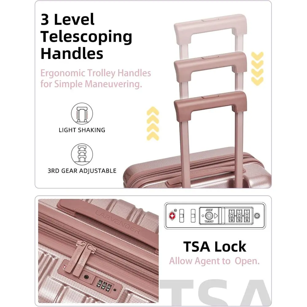20 Inch Rose Gold Luggage - Airline Approved, Expandable Hardside Suitcase with Spinner Wheels & TSA Lock