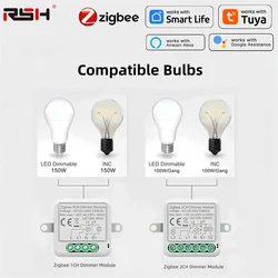 Tuya Zigbee Smart Dimmer Switch Module Supports 2 Way Control LED Lights Dimmable Switch Work with Alexa Google Home Need Hub