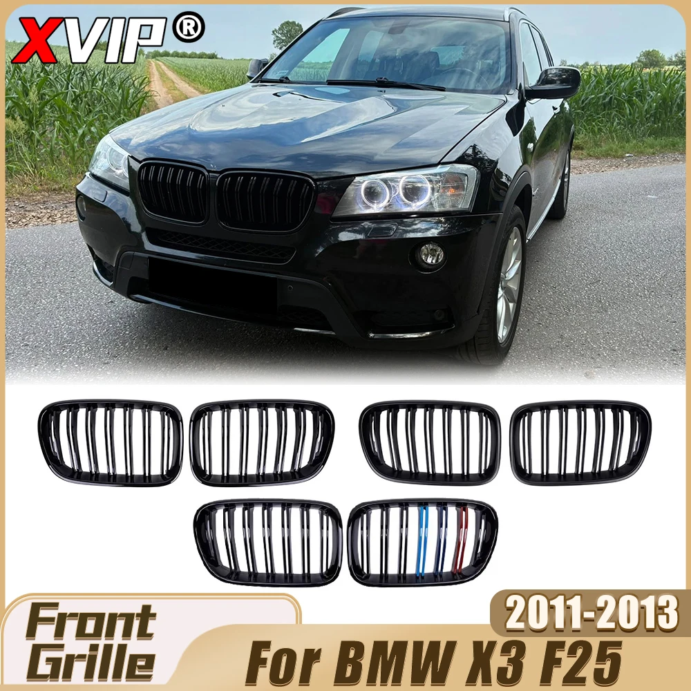 

XVIP Matte Black Double Line Style Racing Grille Glossy M-Color Bumper Grille Upper Grill Car Accessories For BMW X3 F25 2011-13