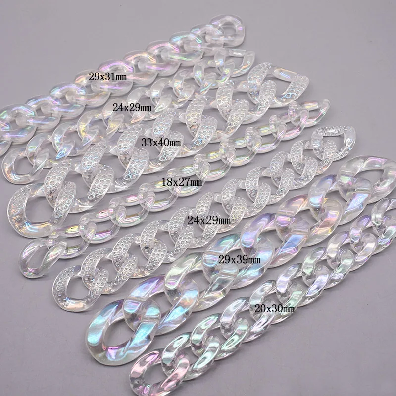 Transparent AB color Acrylic Link Chain Hook Clasp Connector Opening Loops Accessories Chain Link for Jewelry Making Necklace