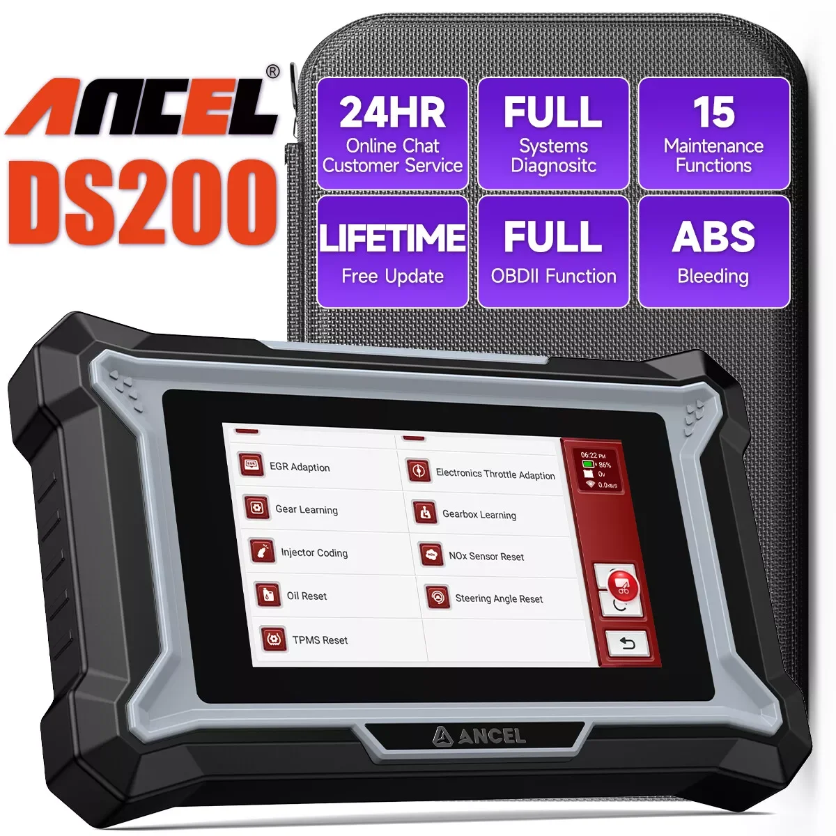 ANCEL DS200 Automotive All System Diagnostic Scanner OBD2 Car Code Reader Scan Tool ABS SRS DPF Regen A/F TPMS 15 Reset OBD 2