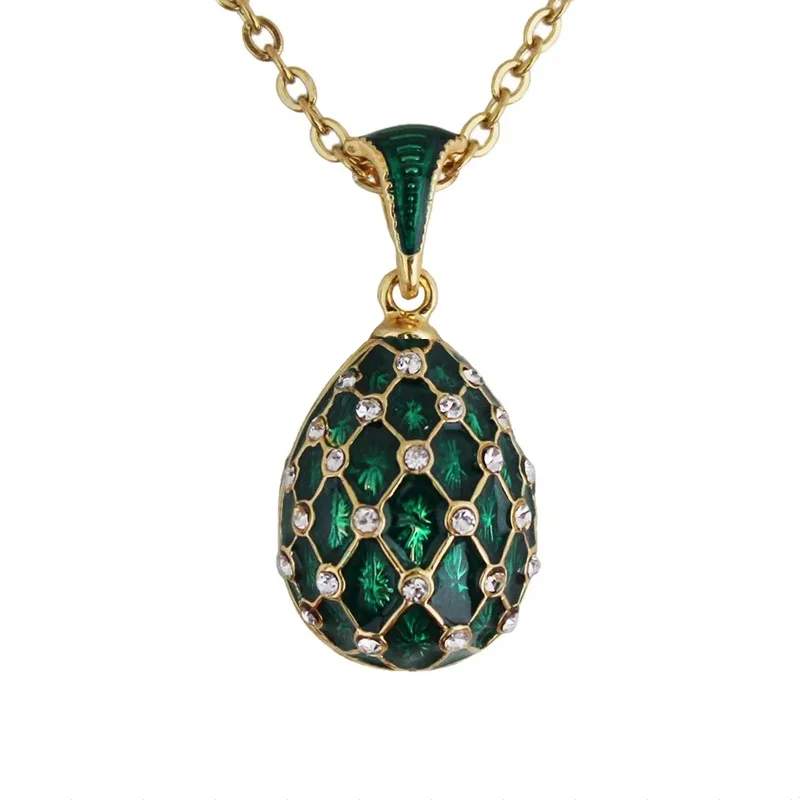 YAFFIL Enamel HandMade Necklace For Women Brass Egg Pendant Charm Crystal Rhinestone Necklace High Quality Pendants Gift  2024