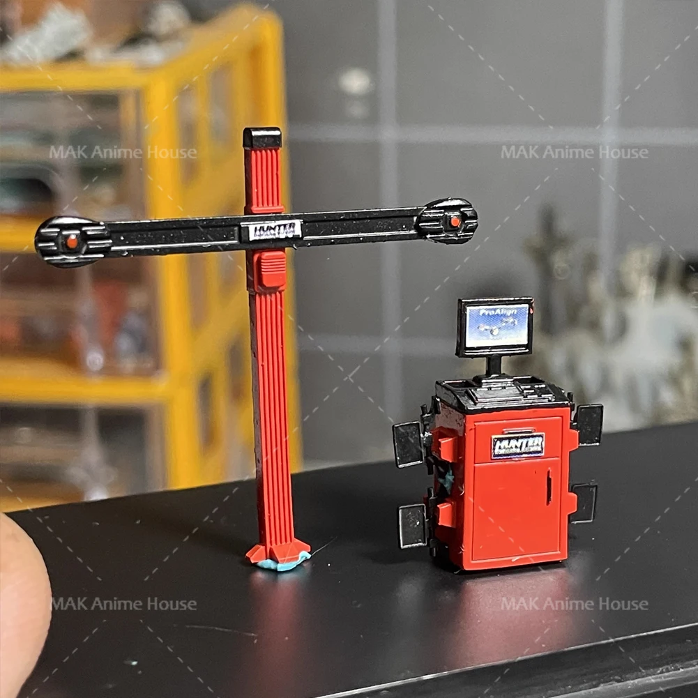 Figura in miniatura 1/64 Posizionamento a quattro ruote Strumento di riparazione automatica Modello Garage Modifiche Accessori Scena Decor Display Diorama