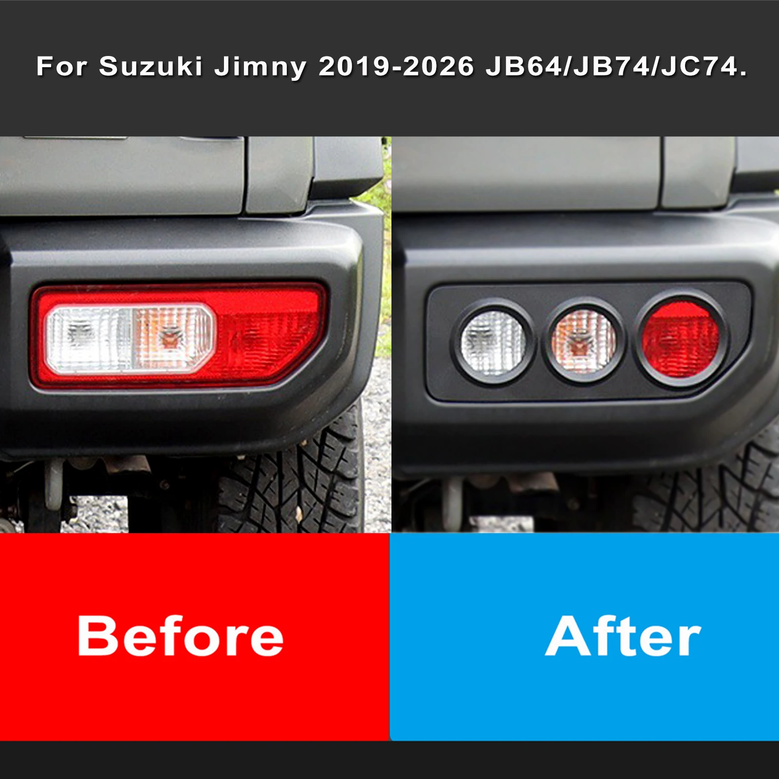 Rücklichtschutz-Abdeckung für Suzuki Jimny 2019-2026 JB64 JB74 Rücklichtschutz Schwarz Auto-Lampen-Tuning-Zubehör ABS – Detail 3