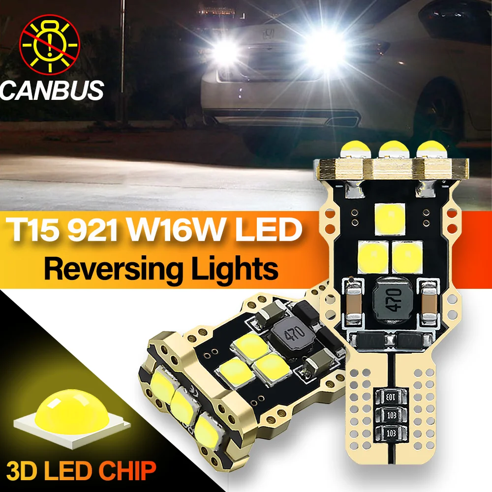 

2x W16W T15 LED Bulbs Canbus Error Free Car Backup Light T16 921 912 W16W Reverse Lamp 6000K White 12V Accessories For BMW E46