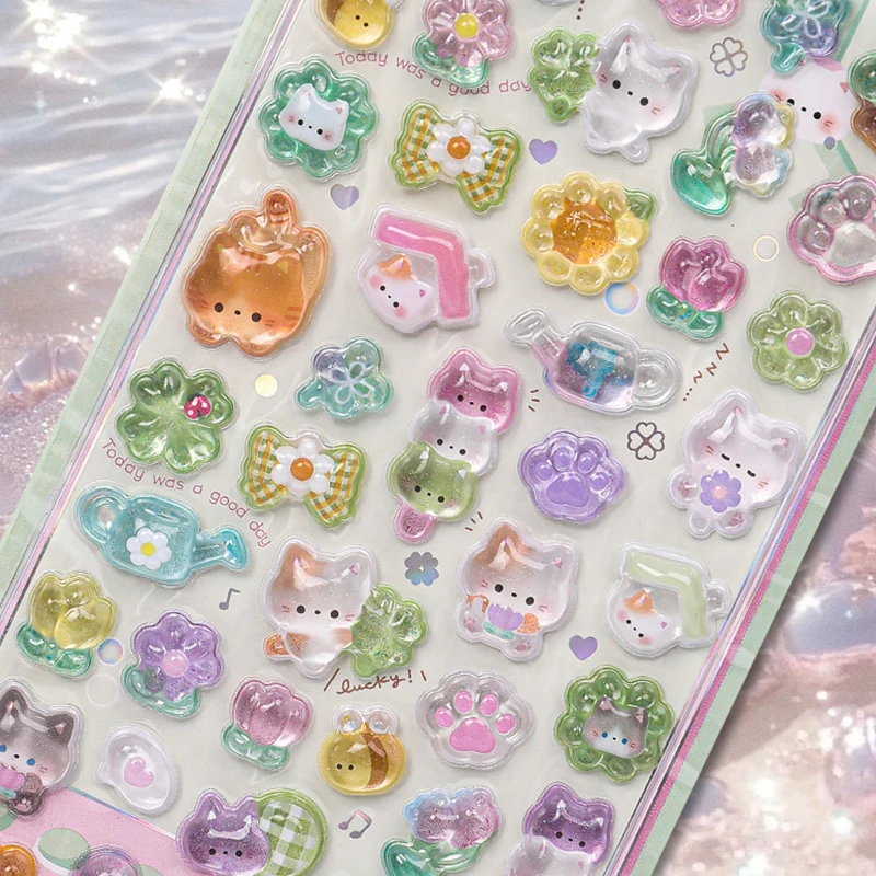 1/3/5 ورقة مزيج عشوائي نمط ثلاثية الأبعاد الإغاثة ملصق لطيف الحيوان الدب القط ديناصور الكلب الفرخ سجل القصاصات ملصقات تنقش الزخرفية ZYF #4