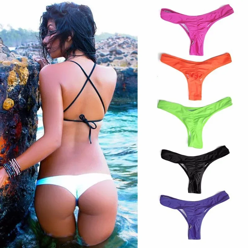 

Sexy Tanga Bikinis Bottom Women Brazilian Swimwear White Black Swimsuit Bikini Panties Cheeky Thong Bikini Bottoms Swim Trunks