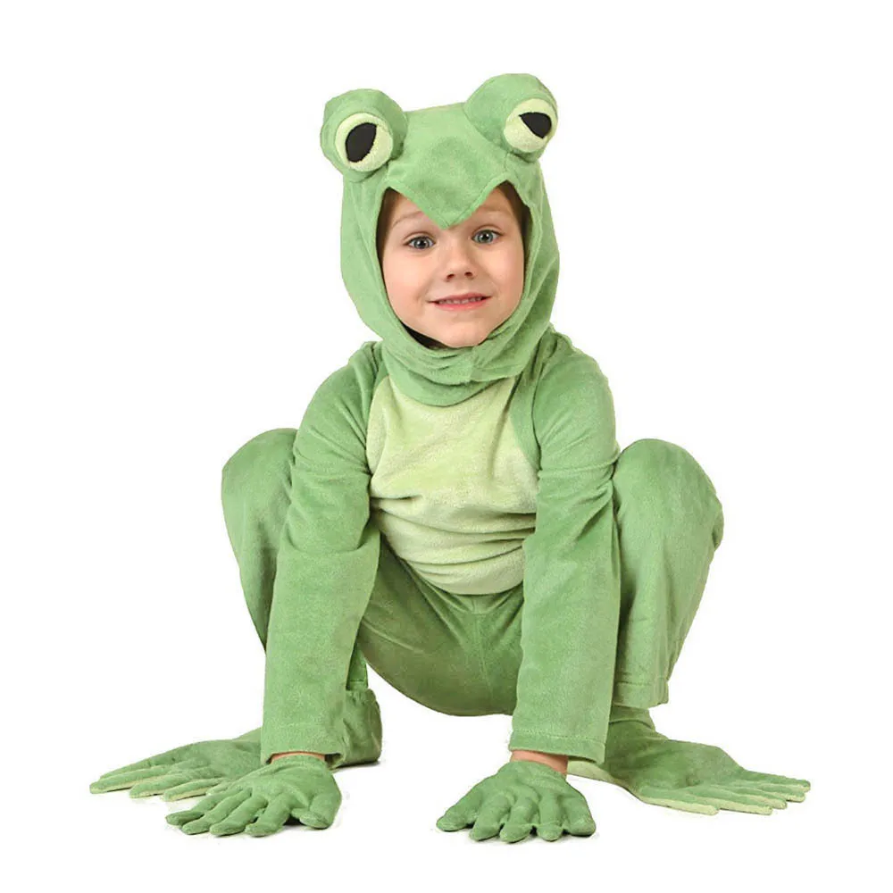 

Kids Frog Prince Costume Cartoon Animal Cosplay Outfits Child Little Frog Jumpsuit Halloween Carnival Purim Performance Suit