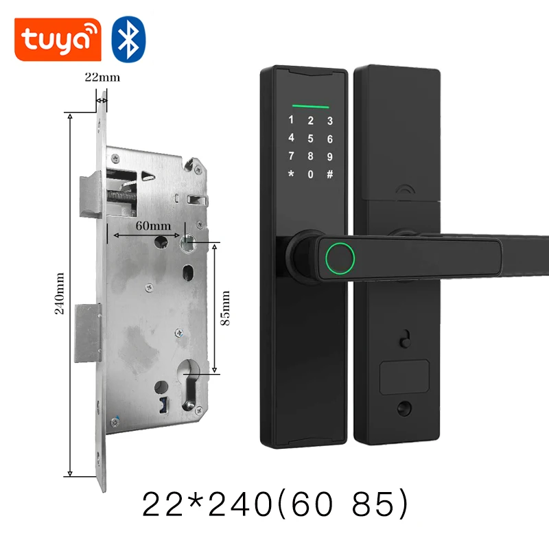 Nieuw slim deurslot met Bluetooth-compatibel Tuya APP Digitaal elektronisch slot Smart Home Houten deurslot Biometrische vingerafdruk