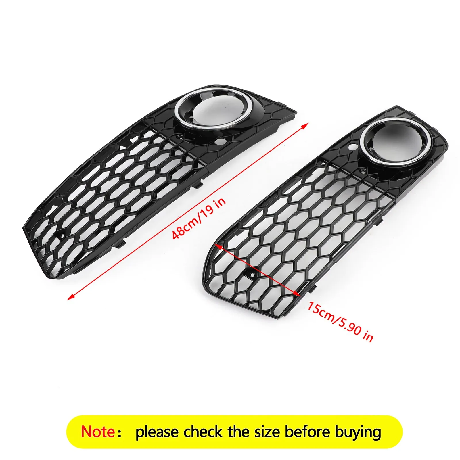 Artudatech Pair Honeycomb Mesh Fog Light Open Vent Grill Intake Fit for Audi A4 B8 2009-2012