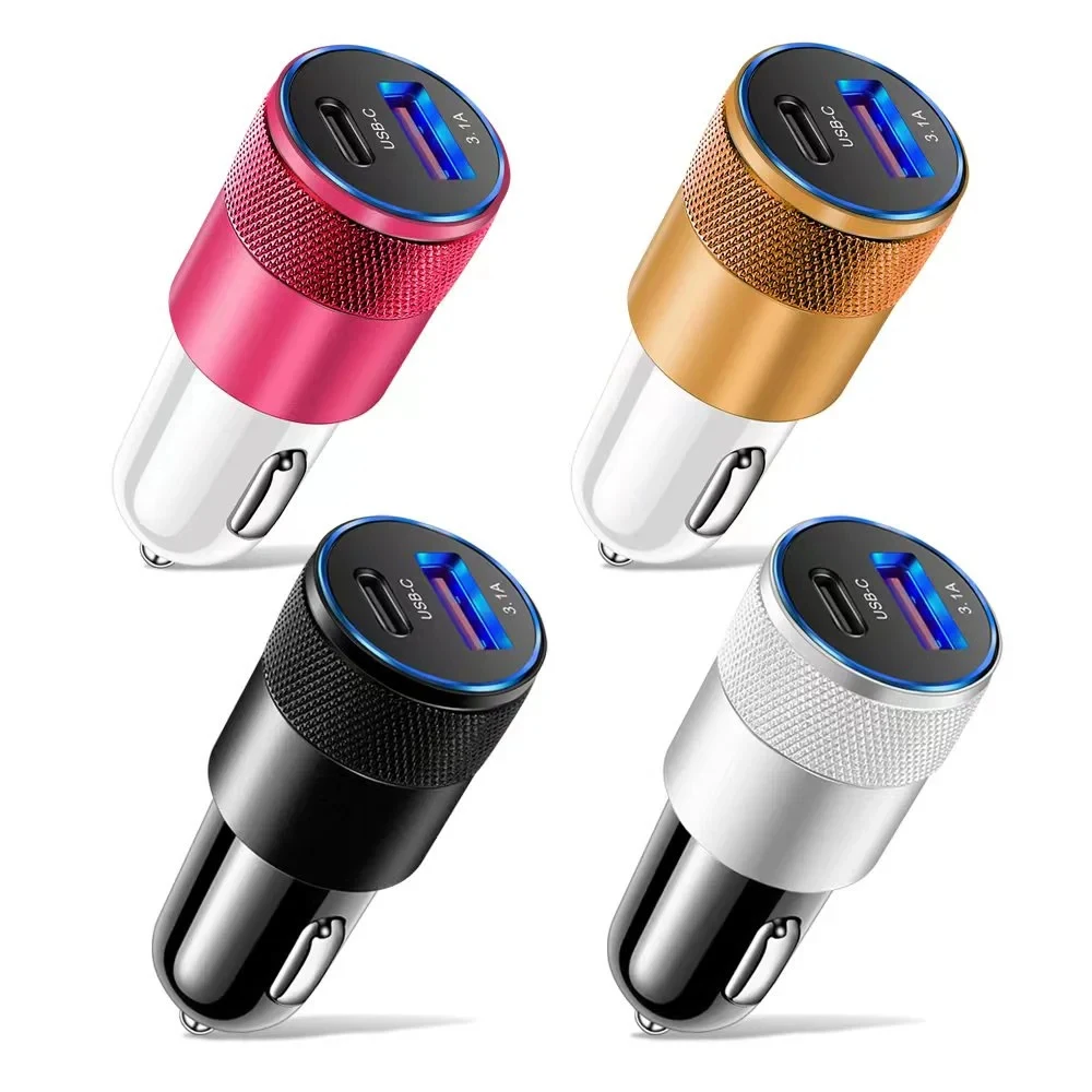 Usb Type-C Car Charger Cigarette Lighter Socket Fast Charging Mobile Phone Adapter Suitable for Iphone15 Xiaomi Huawei Samsung