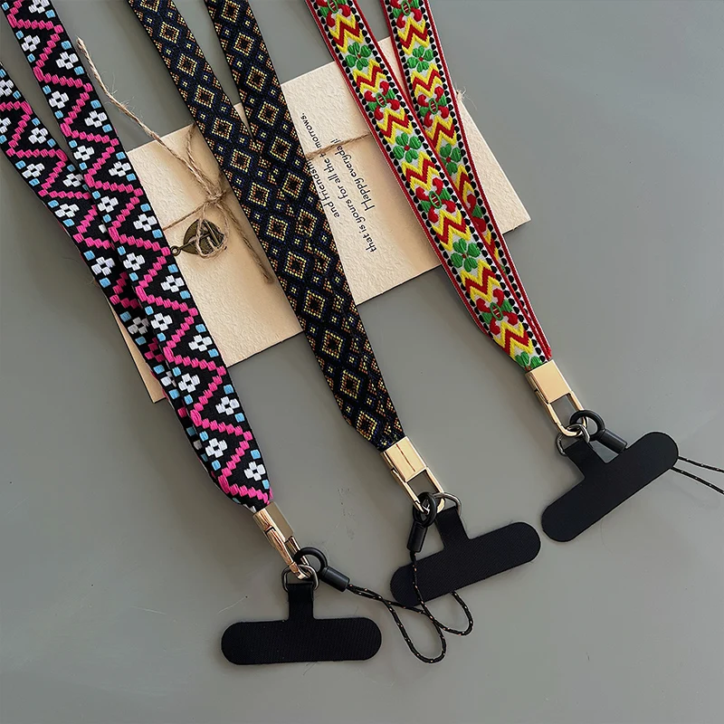 High-End Mobile Phone Universal Long Lanyard Retro Pattern Lanyard Shoulder Strap Rope Exquisite Hanging Pendant Diagonal Strap