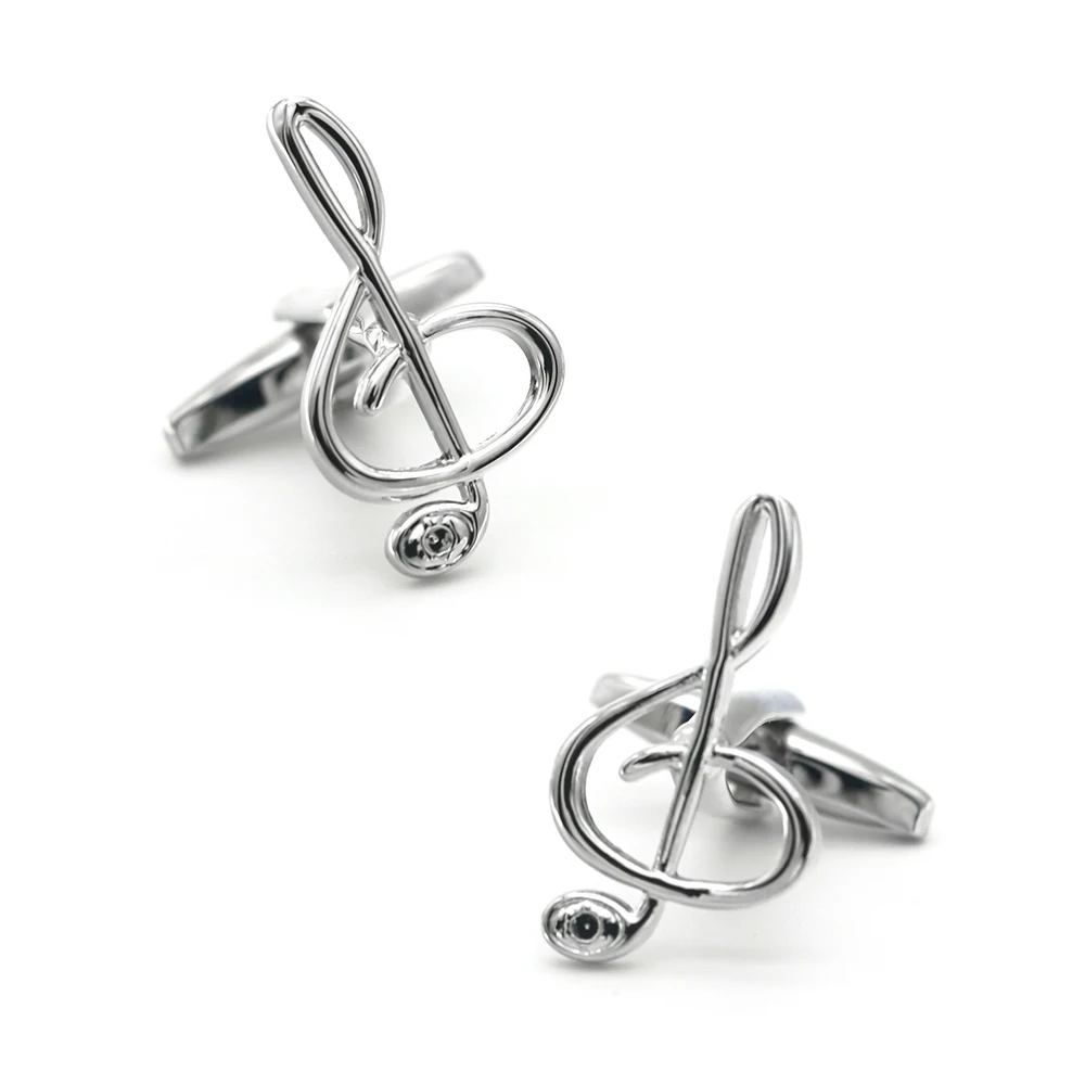 iGame New Arrival Fashion Cuff Links Silver Color Music Note Design Quality Brass Material Men's Cufflinks  