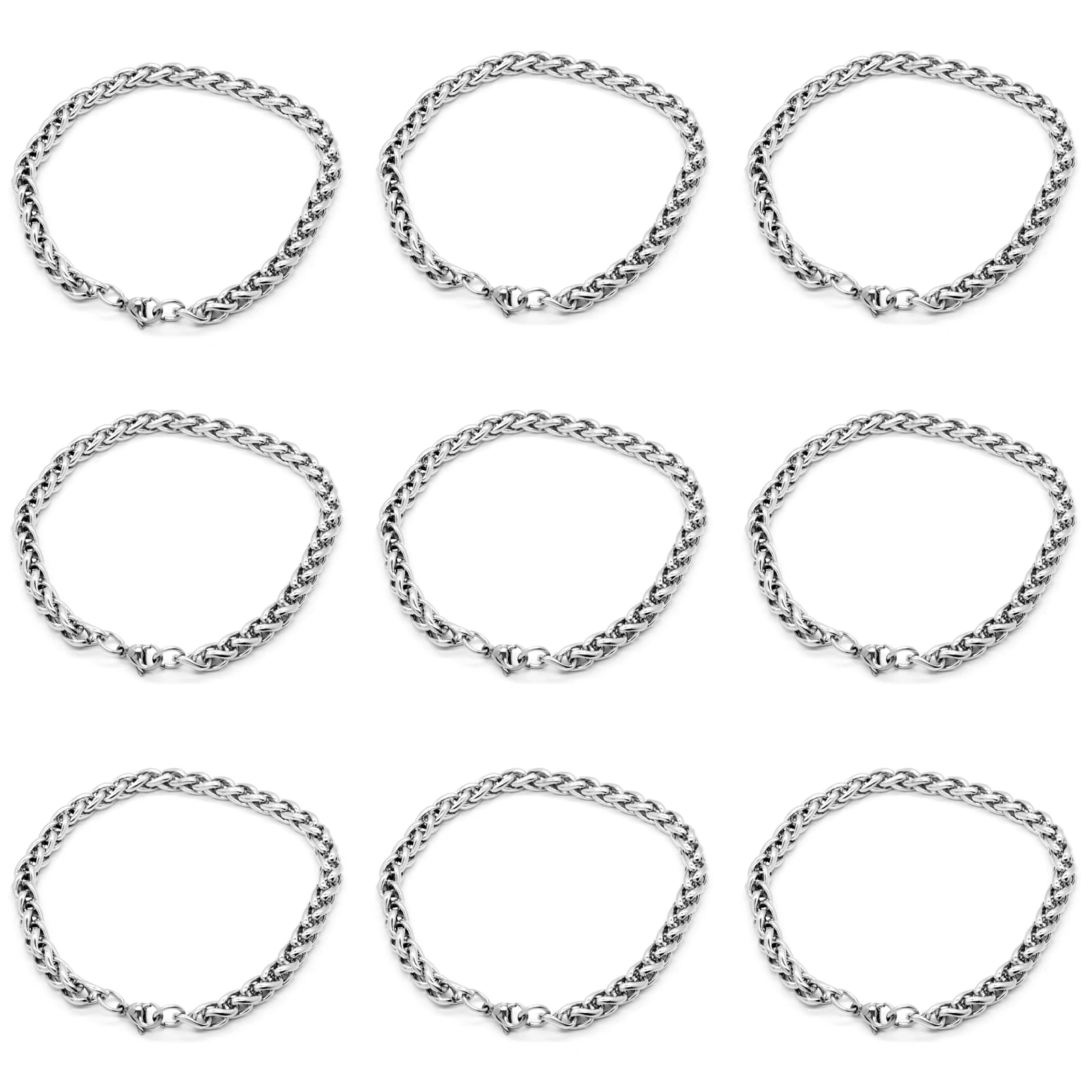 1PC 19-25cm Stainless Steel Bracelets Curb Cuban Silver Color Classic For Men Dragon Link Chain Bracelets Anklet Fashion Jewelry