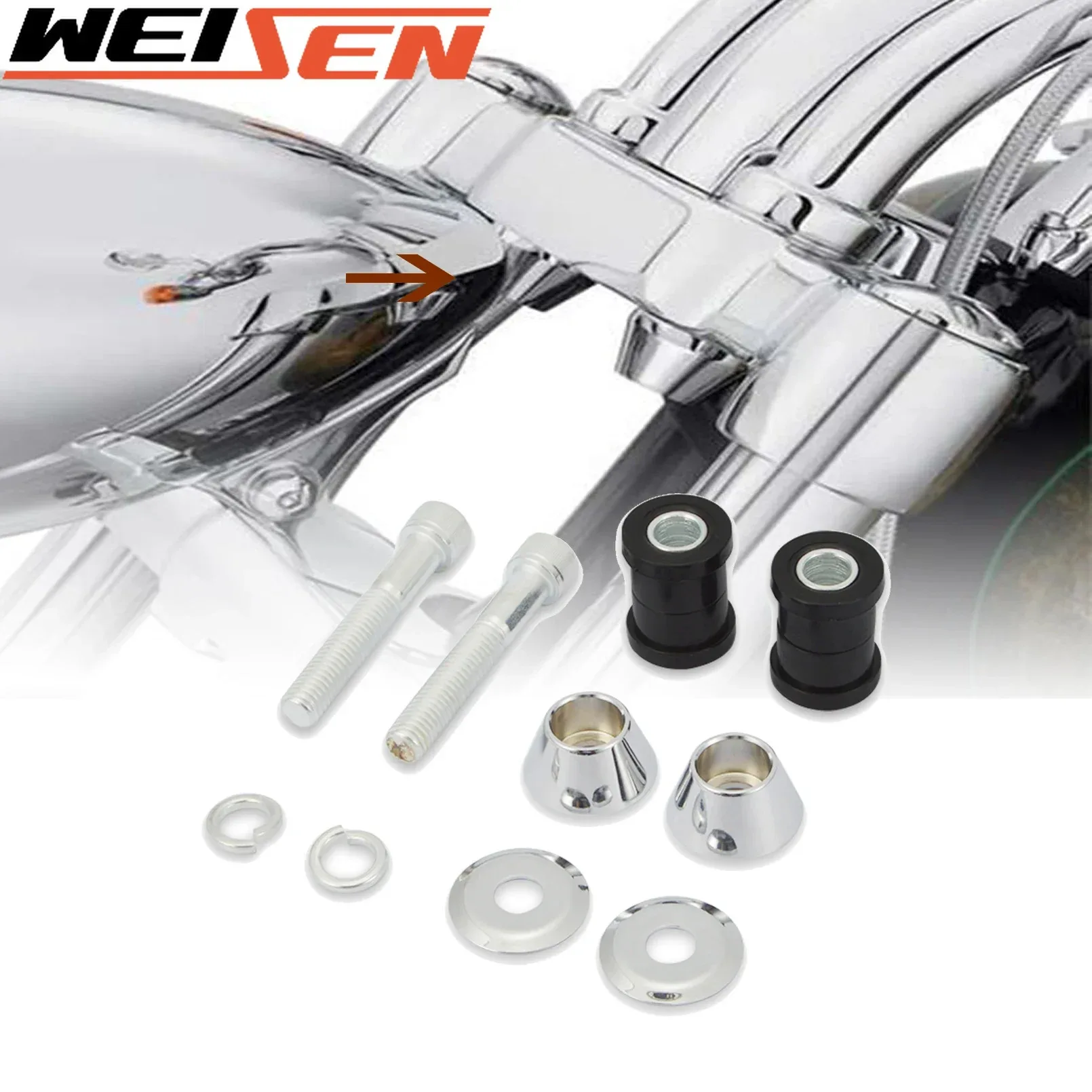 

Motorcycle 1/3"-13 Handle Bar Riser Bushing+Bolt Cone Dress Cap Bolt Kit for Harley-Davidson Softail/Dyna/FXR/Sportster XL