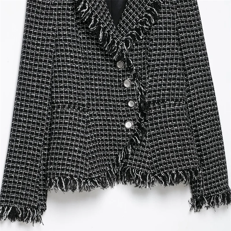 NINE ZAR Women's Slim Fit Texture Vintage Texture Casual Versatile  Long Sleeve Winter Fashion Ladies' Suit