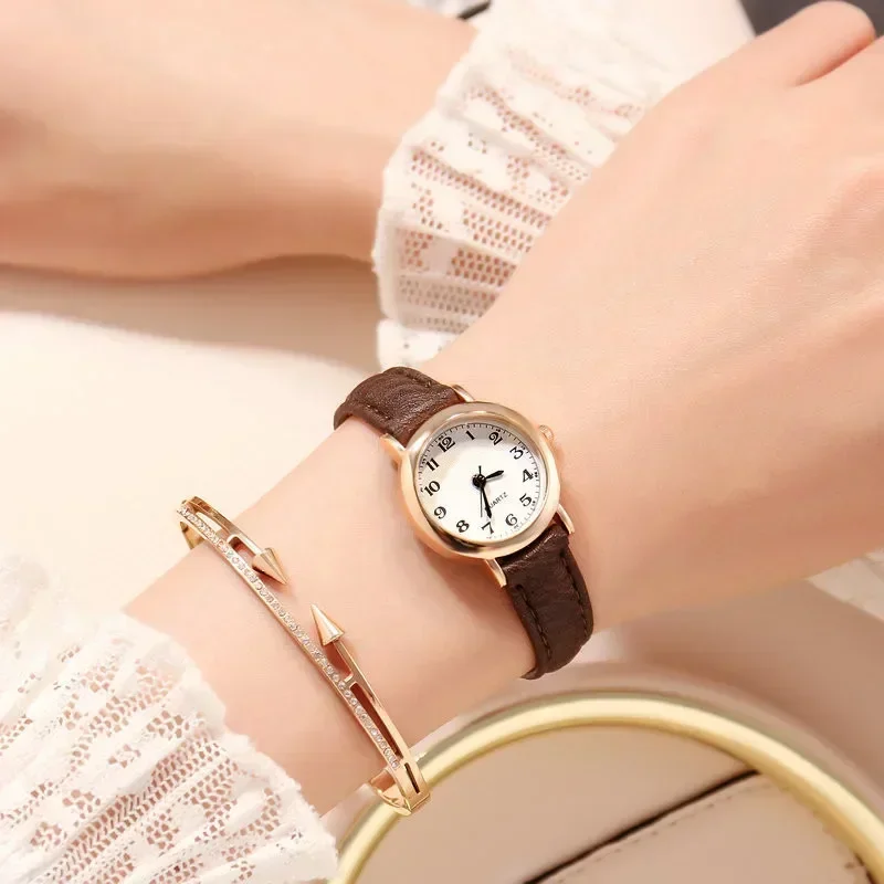 Relojes sencillos Para Mujer, relojes con cinturón redondo pequeño Para niña, relojes de pulsera de cuarzo, Reloj de vestir Para Mujer, relojes de regalo Para Mujer, Reloj Para Mujer