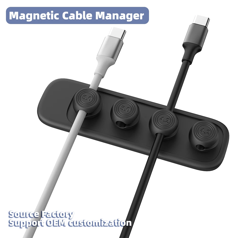 Magnetic Cable Management, Cable Holder Clips, Desk Multipurpose Cord Keeper, 5 Clips for Lighting USB C Micro Cables, Sticks