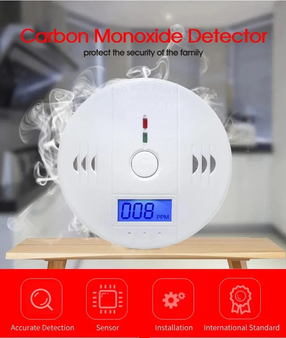 Carbon Monoxide Alarm Smoke Alarm Co Detector LCD Display Alarm Home Wireless Toxic Gas Leak Detector Fire Sound Alarm