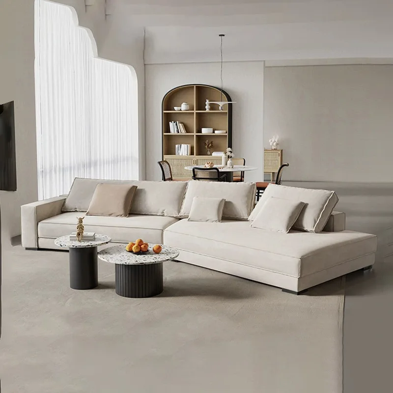 Italian minimalist living room first layer leather with special-shaped concubine sofa combination