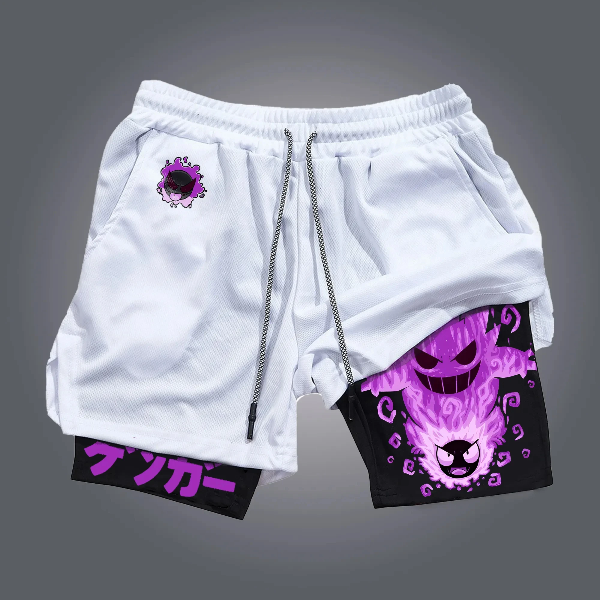 Pokémon Anime Co-Branded Doppellagige Shorts 2026 Sommer, Unisex Schwimm-, Lauf-, Atmungsaktive, Schnelltrocknende Sport-2-in-1-Shorts