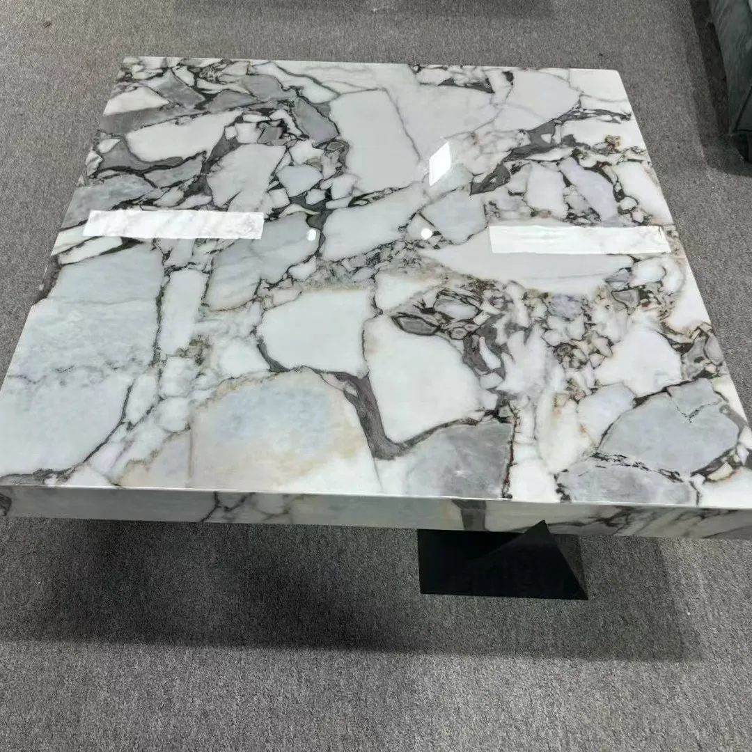 minimalist living room stainless steel square flat coffee table