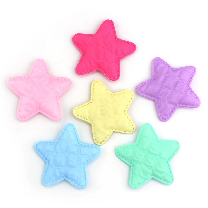 48Pcs 5cm Cute Star pentagramma Appliques imbottite copricapo fai da te forcina regalo artigianato Decor accessori di stoffa per indumenti