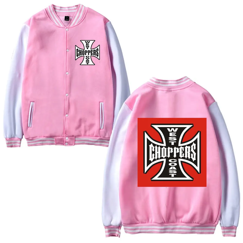 Rapper West Coast Choppers Cross Logo Print Baseball Uniform Men Women Fashion Oversized Baseball Jacket Trendy Sweatshirt Coat