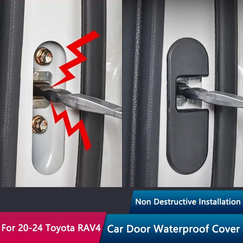 TAJIAN Car Door Hinge Waterproof Protective Cover Door Lock Stop Limiter Covers Trim For Toyota RAV4 2020-2024 Auto Accessories