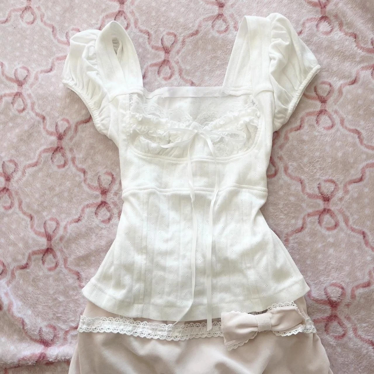 달콤한 프랑스어 우아한 티셔츠 미국 패션 Y2K 자르기 탑 반팔 티셔츠 여성 레트로 밀레니얼 핫 걸스 스트리트 의류