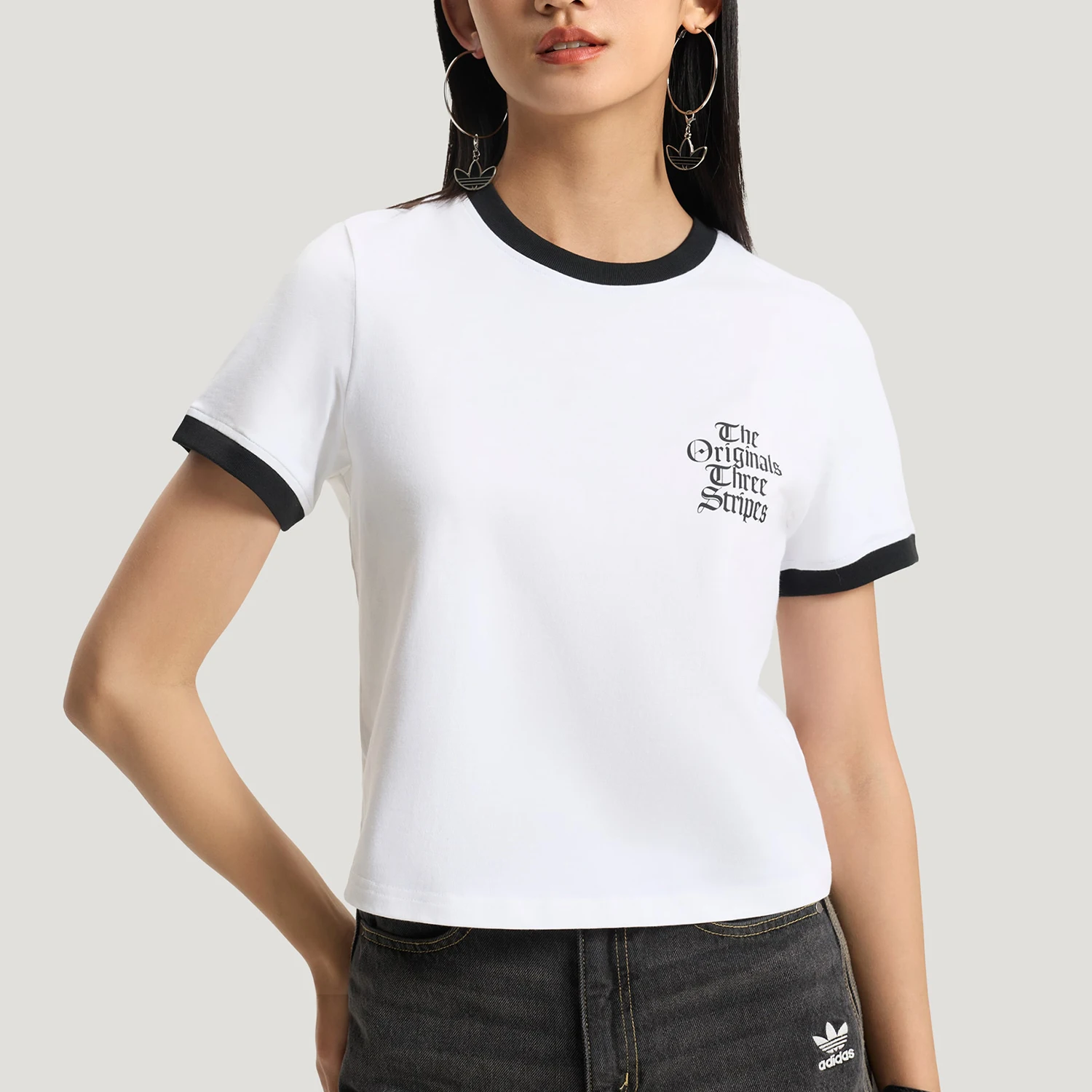 Adidas genuine clover women's simple letter printed short sleeved T-shirt KT3060
