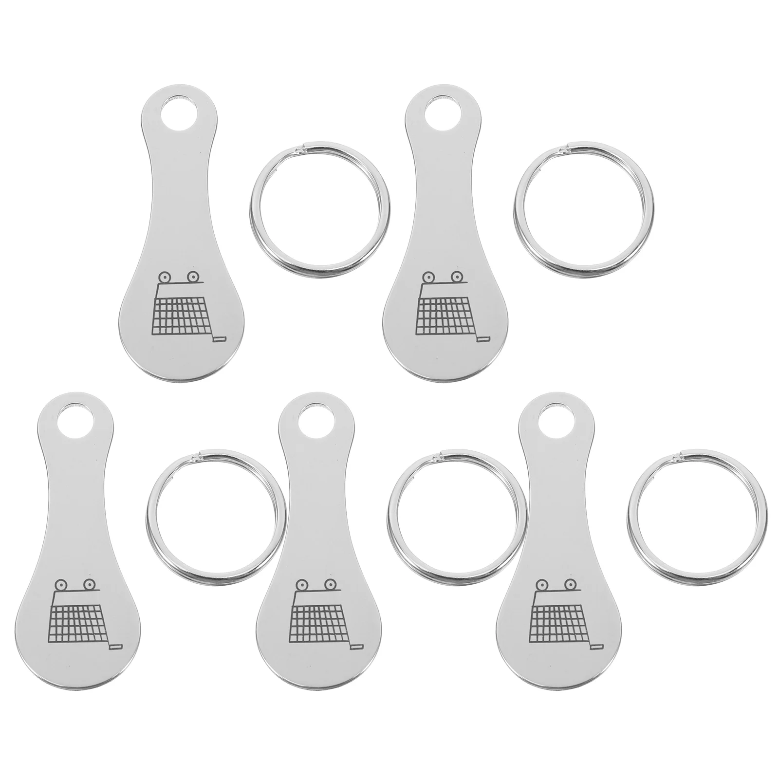 5 Pcs Cart Token Stainless Steel Shopping Trolley Quarter Holder Keychain Ornament
