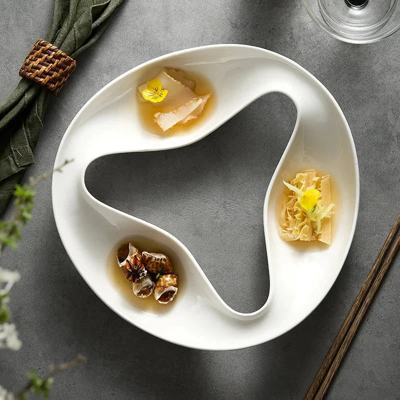 

Modern Art Irregular Streamlined Food Platter Storage Tray Dried Fruit Candy Snack Divided Plate Dish Coffee Table Storage Decor