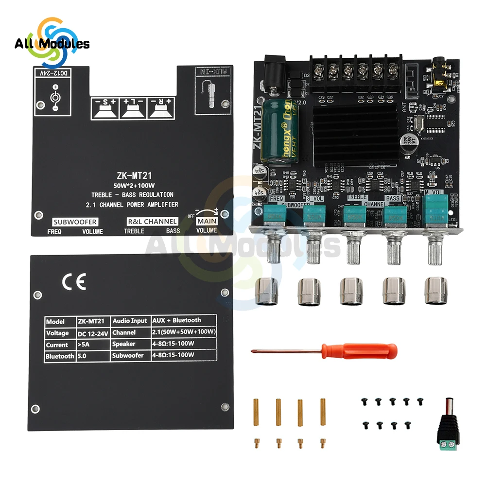 

2.1 Channel BT Digital Power Amplifier Module Subwoofer Amplifier Board 50W*2+100WPower Audio Stereo Amplifier Board